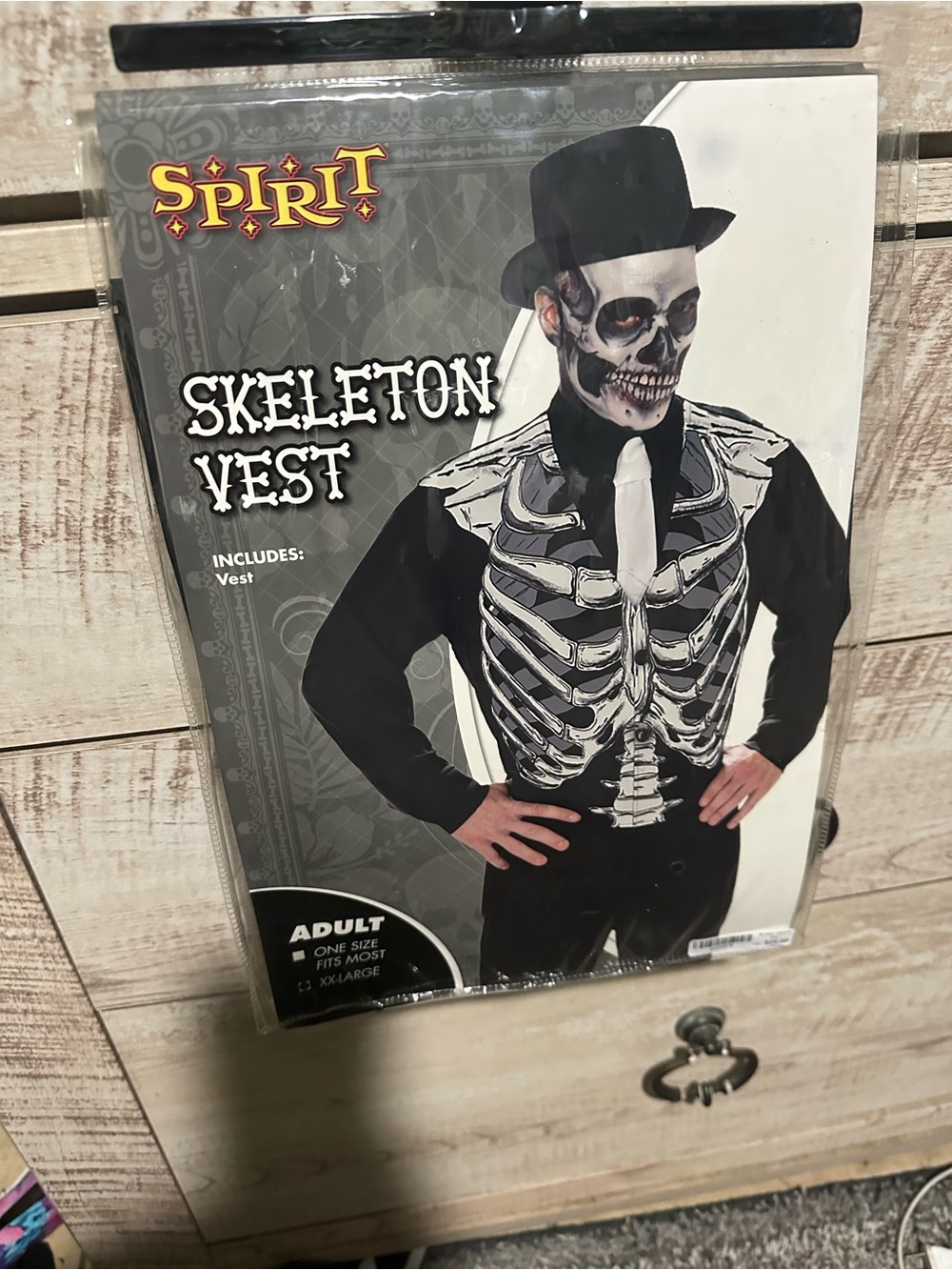 Spirit Black Skeleton Men’s Vest for Halloween or Dia de Los Muertos - Picture 2 of 5